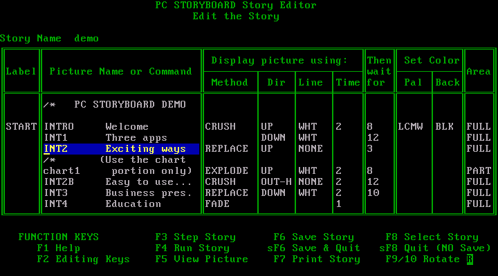 IBM PC Storyboard 1.11 - Edit