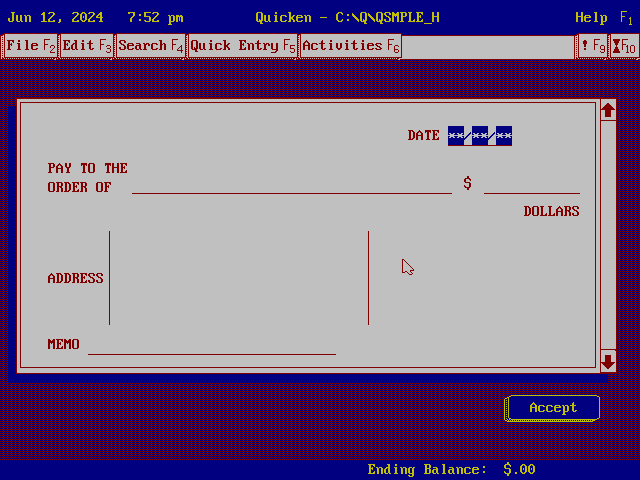Quicken 2.1 for Deskmate - Check