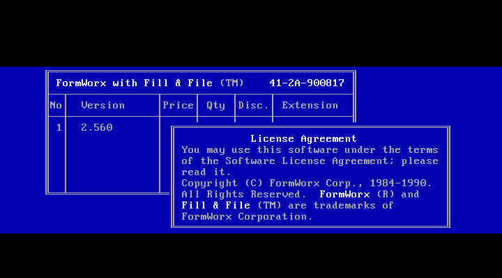 FormWorx 2.56 for DOS - Splash
