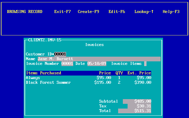 DataPerfect 2.3 - Entry