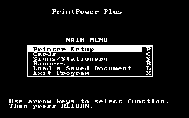 PrintPower - Menu