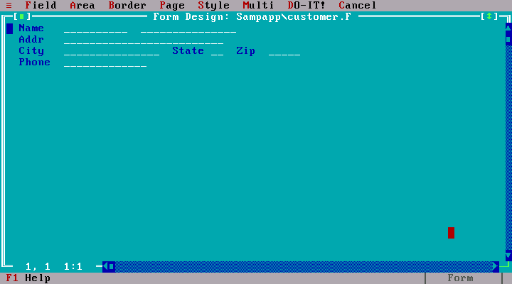 Borland Paradox 4.5 for DOS - Form