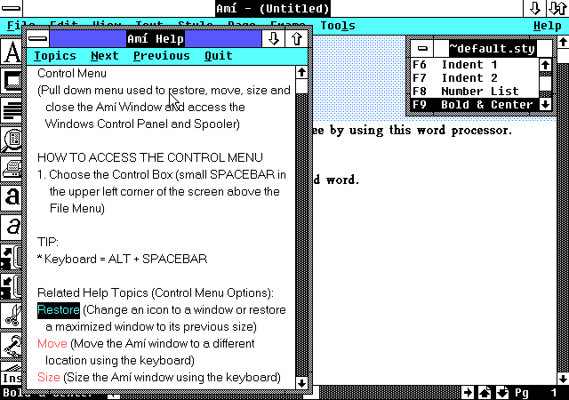 Help Screen. Reminds me vaguely of the old Windows
