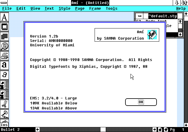 About Screen, and note my inconfigured RAM for Win