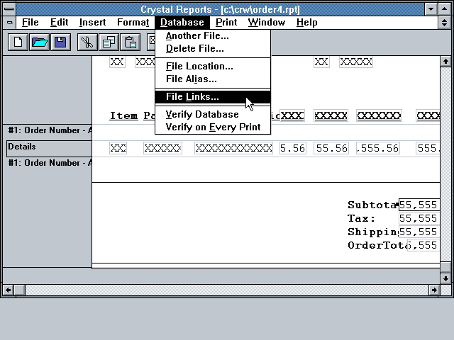 Crystal Reports 1.1 for Windows - Edit