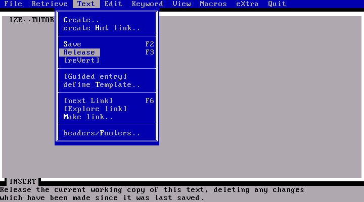 IZE 1.0a - Menu