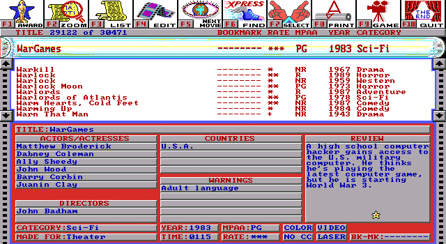 Flicks Film Review Library 1993 - View