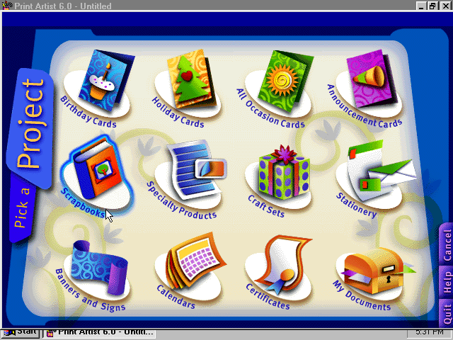 Print Artist 6 - Menu