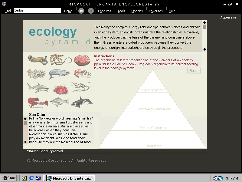 The animals can be clicked to learn more about them