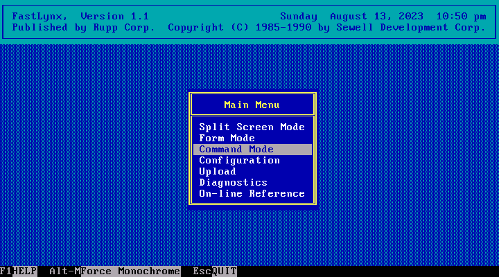 FastLynx 1.1 - Menu