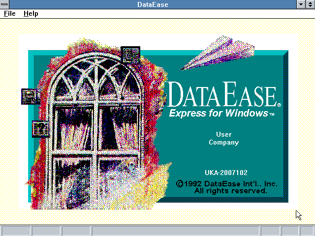 DataEase 1.0 for Windows - Splash