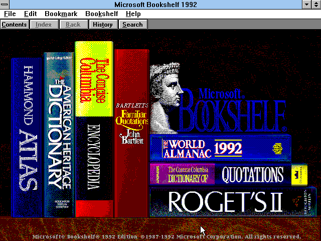 Microsoft Bookshelf 92 - Menu