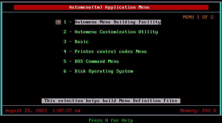 Automenu 4.01 - Main