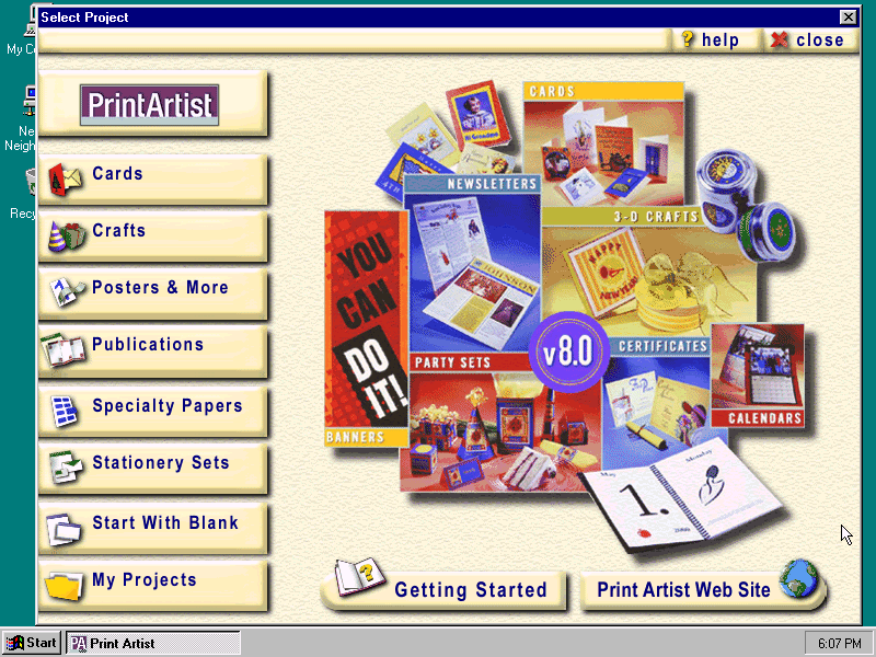 Print Artist 8 - Menu