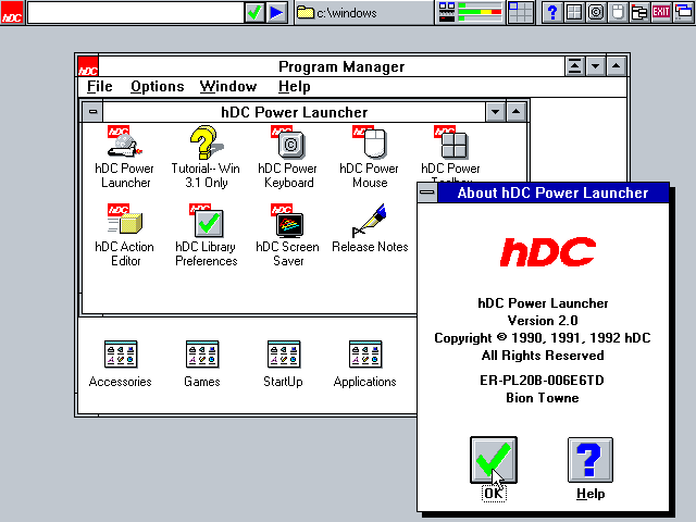 hDC Power Launcher 2.0 - About