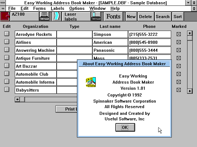 Sofkey Address Book Maker - About