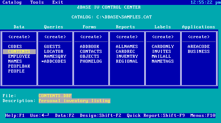 dBase IV 2.0 - Catalog