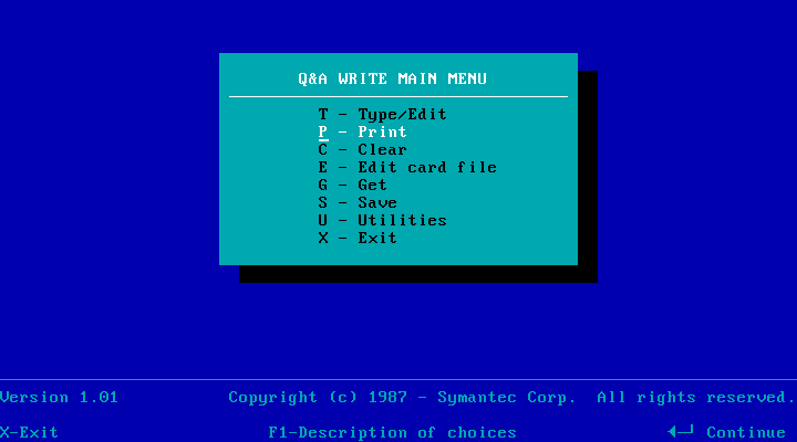 Q and A Write 1.02 - Menu