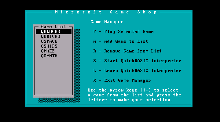 Microsoft Game Shop 1.00 - Menu