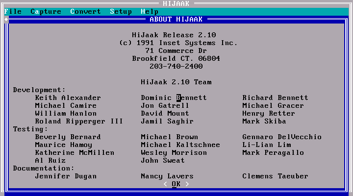 HiJaak 2.10 for DOS - About