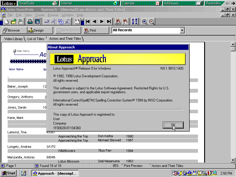 Lotus SmartSuite 9.1 - About