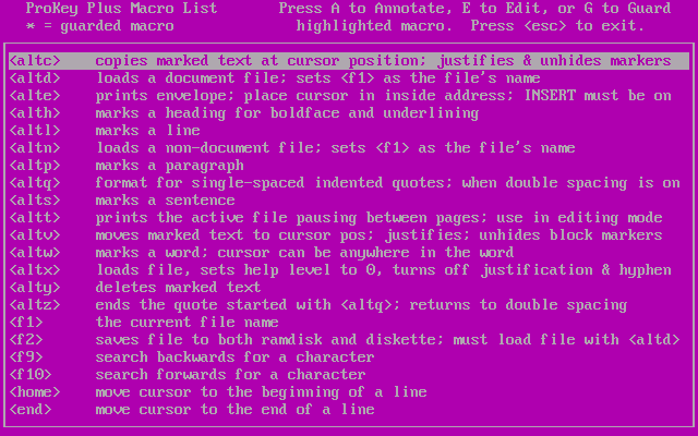 Prokey Plus 5.0 - Macro List