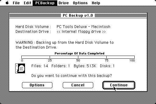 PC Tools 1.0 for Macintosh - Backup