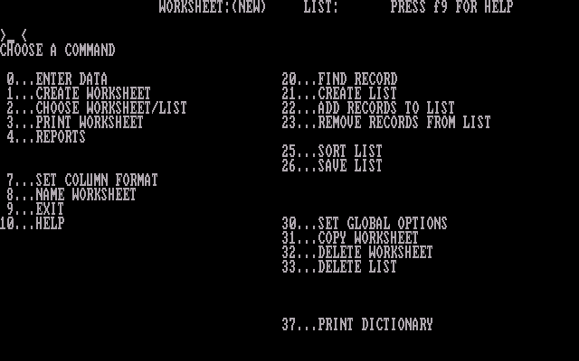 FilePlan 1.04 - Menu