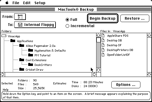 Central Point MacTools Deluxe 1.0 - Backup