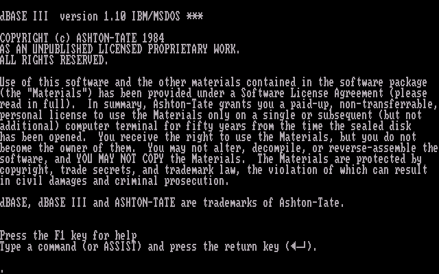 dBase III 1.10 - Splash