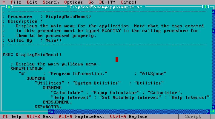 Borland Paradox 4.5 for DOS - Code