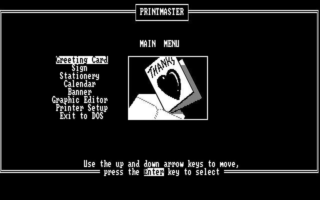 Printmaster 1 - Menu