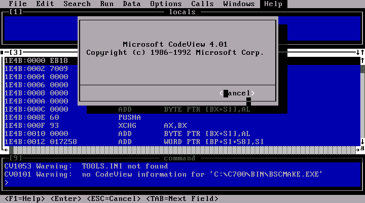 Microsoft C-CPP 7.0 - CodeView