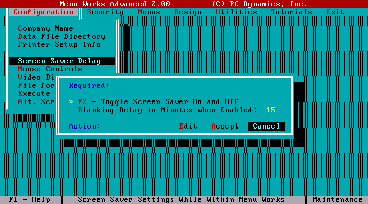 Menu Works Advanced 2.00 - Control