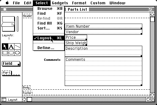 Nashoba FileMaker 4.0 - Layout