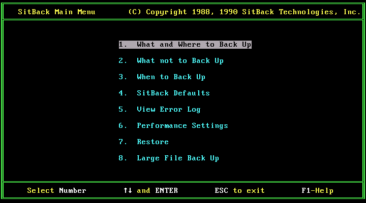 SitBack 3.10 - Menu