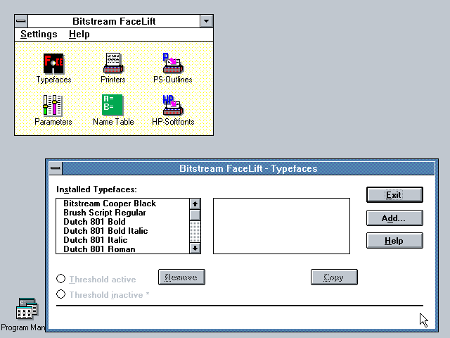 Bitstream FaceList 1.0 - Control