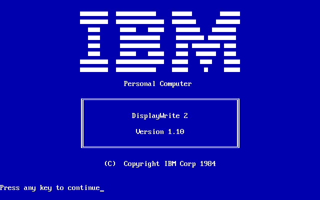 IBM DisplayWrite 2 - Splash