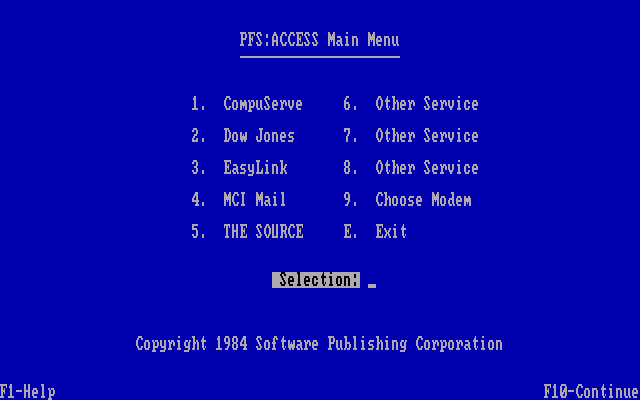 PFS Access B00 - Menu