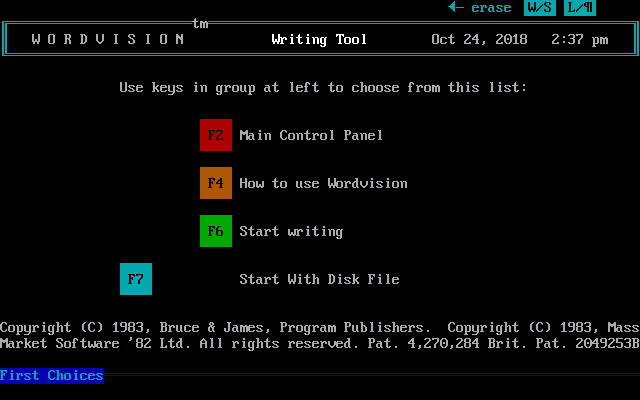 WordVision 1.03 - Menu