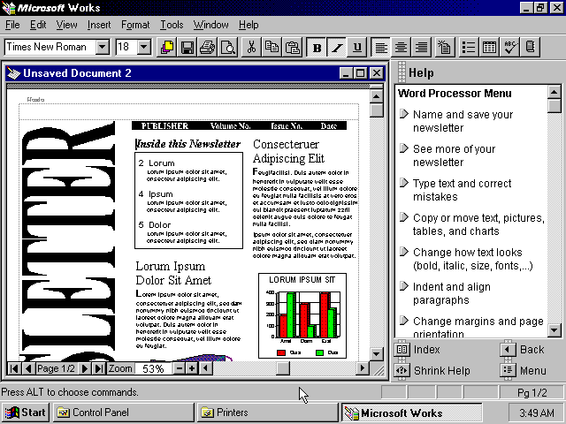Microsoft Works 4.0 - Document