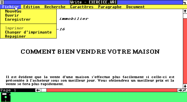 Microsoft Windows 1.02 French - Edit