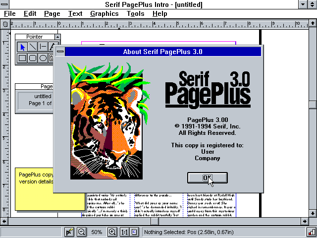Serif PagePlus 3.0 - About