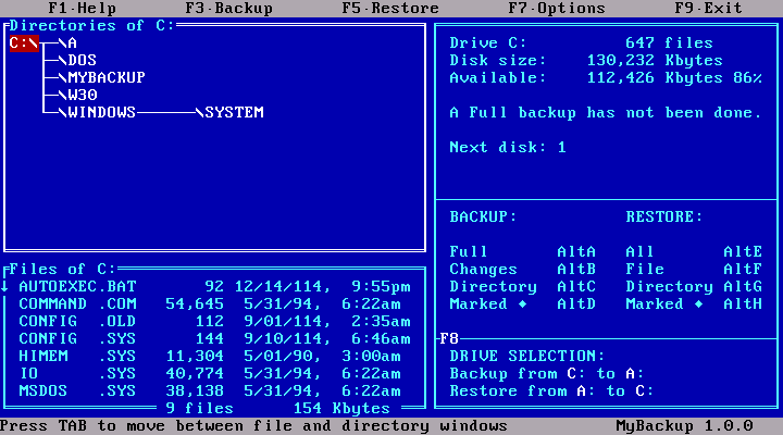 myBackup 1.0.0 - Main