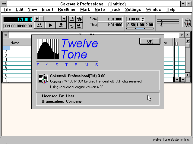 Cakewalk Professional 3.00 - About