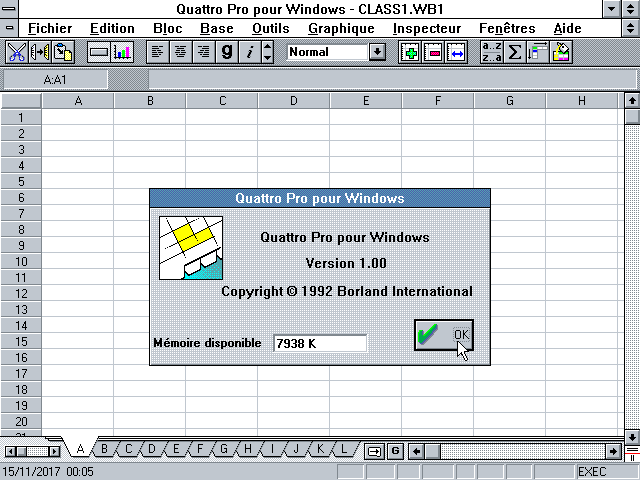 Quattro Pro 1.0 for Windows - About