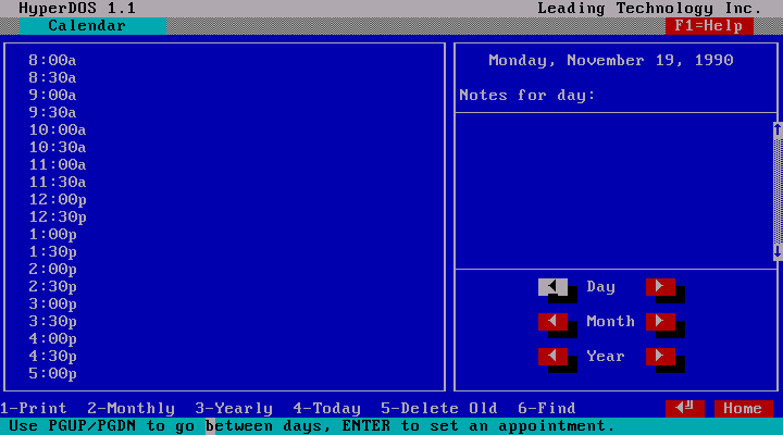 HyperDOS 1.1 - Calendar