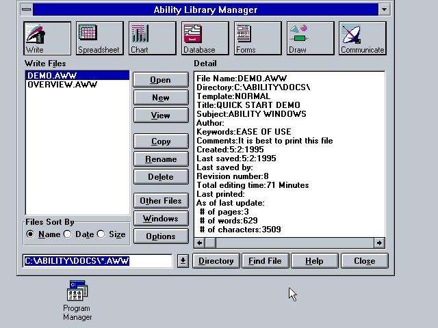 Ability 1.5 for Windows - Library