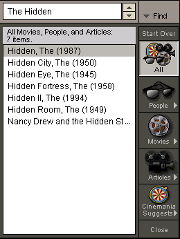 The search feature can be used to drill down in various categories, and randomly suggest films for you.
