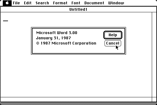 Microsoft Word 3.0 for Macintosh - About